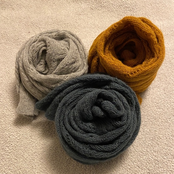 Fat Face Scarf Bundle in Yellow, Gray, and Dusty Blue - Picture 1 of 3